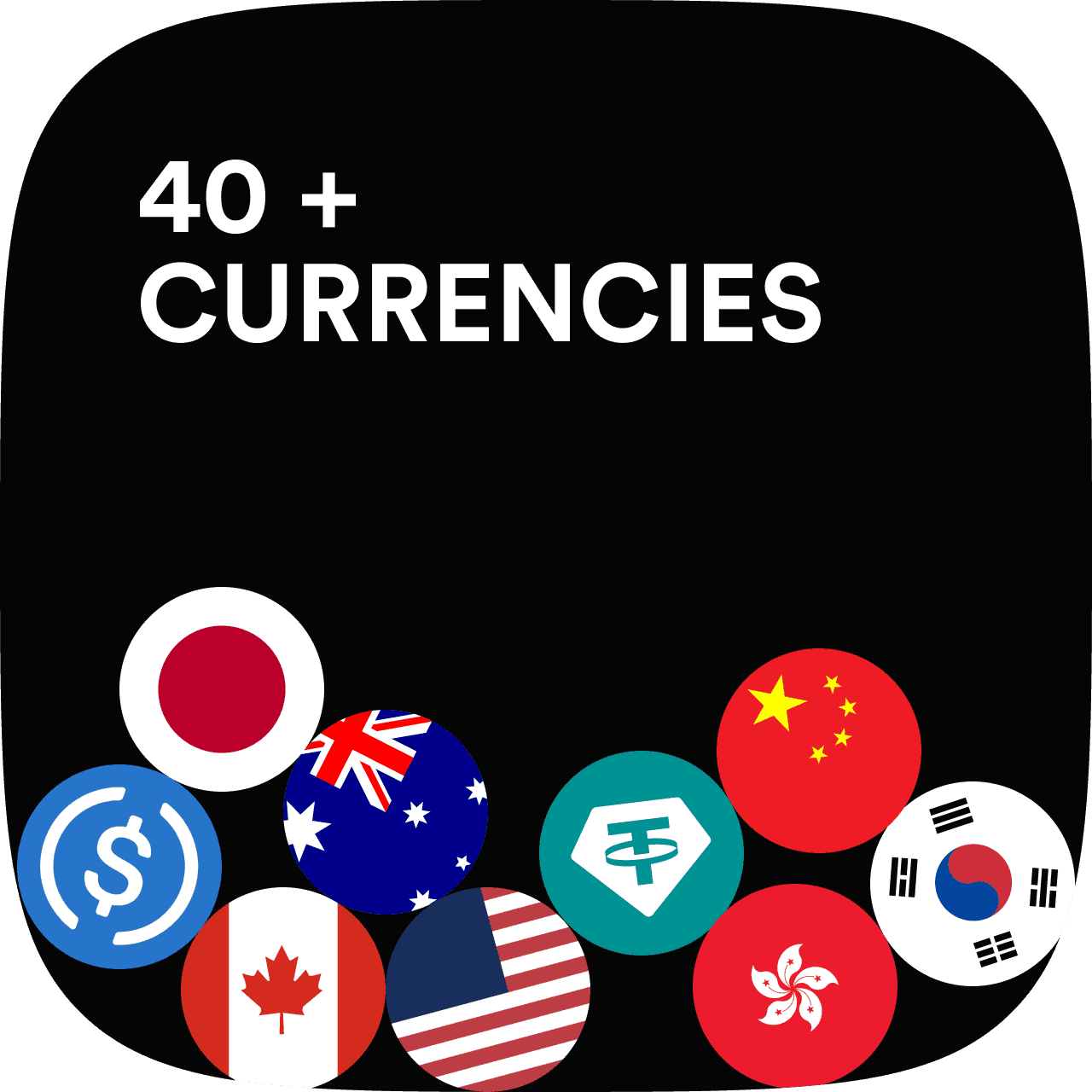 40 plus currencies